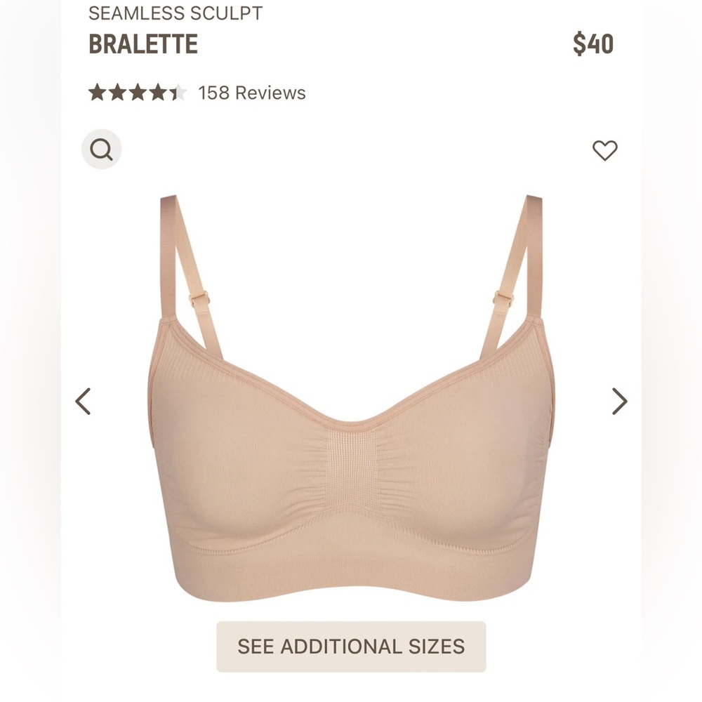 NWOT - SKIMS -‎ Seamless Sculpt Bralette 2XL/3XL color: mica